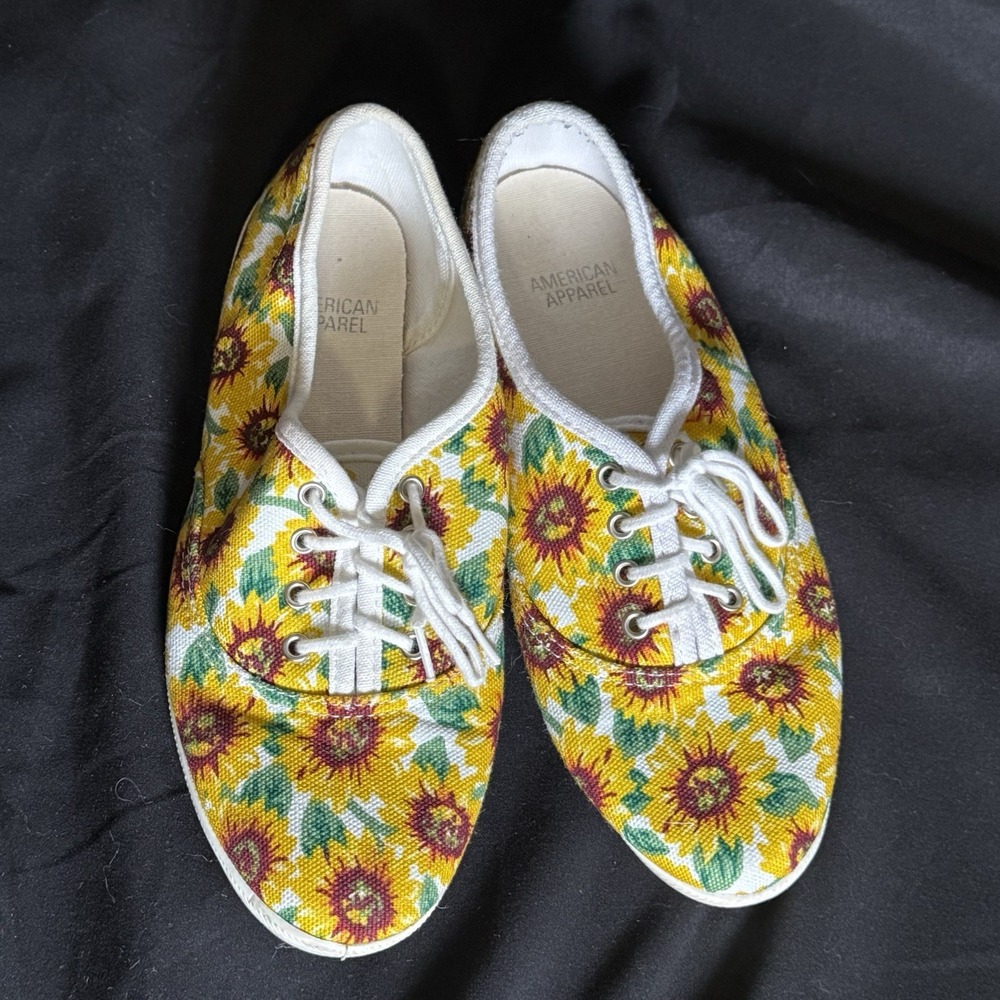 Cottage Core American Apparel Sunflower Sneakers Womens 6
